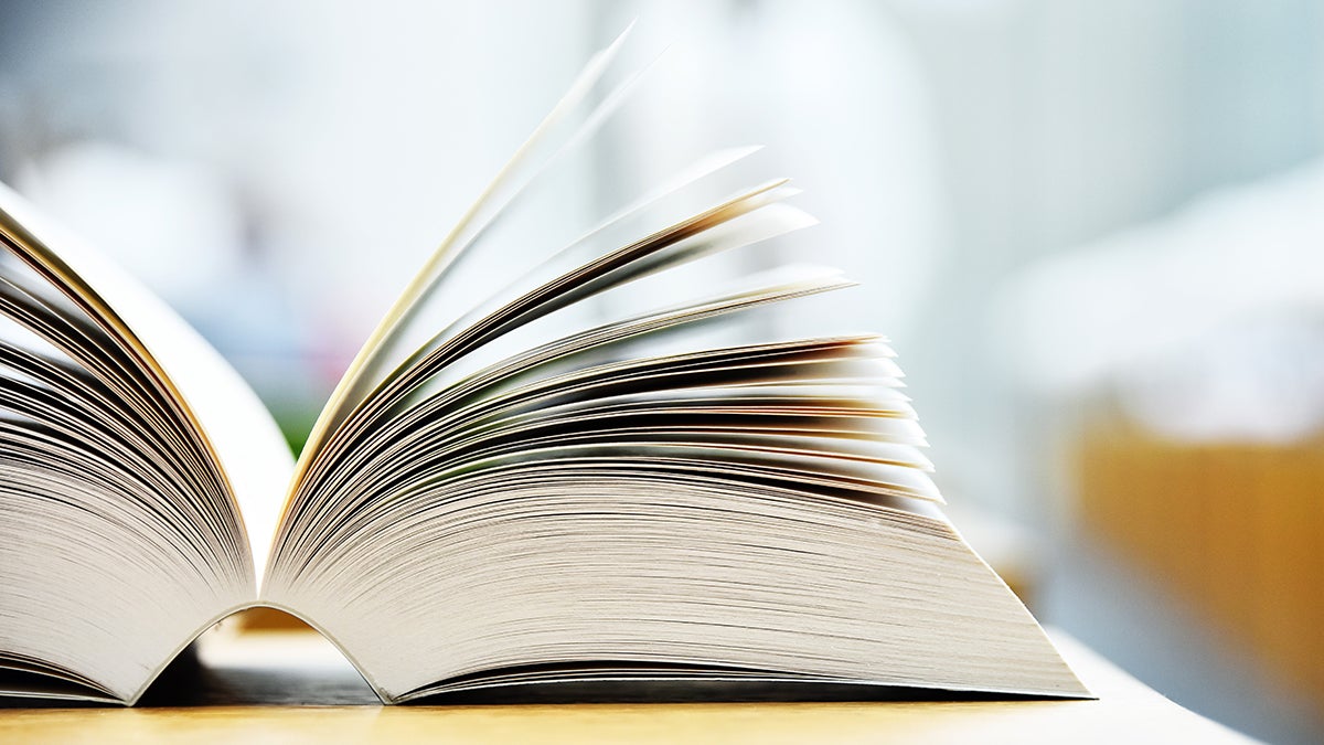 Books lying on the table in the public library